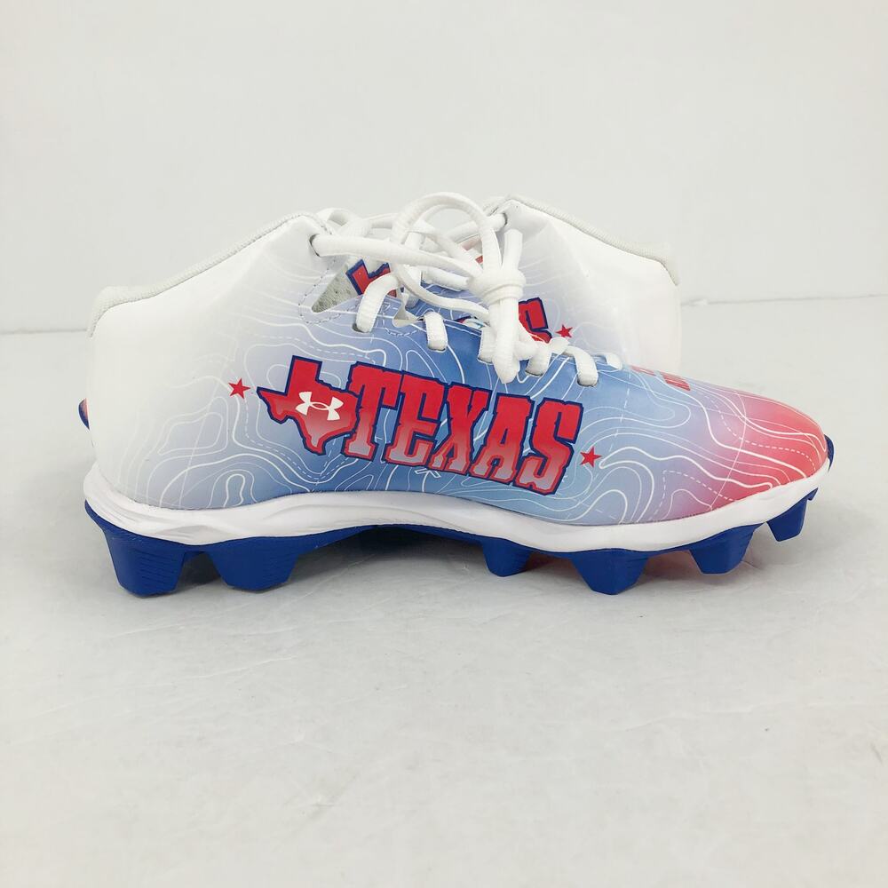 Under Armour Spotlight Fran RM 4 TX Football Cleats KIDS 5 Red White Blue NWOB - Picture 5 of 13